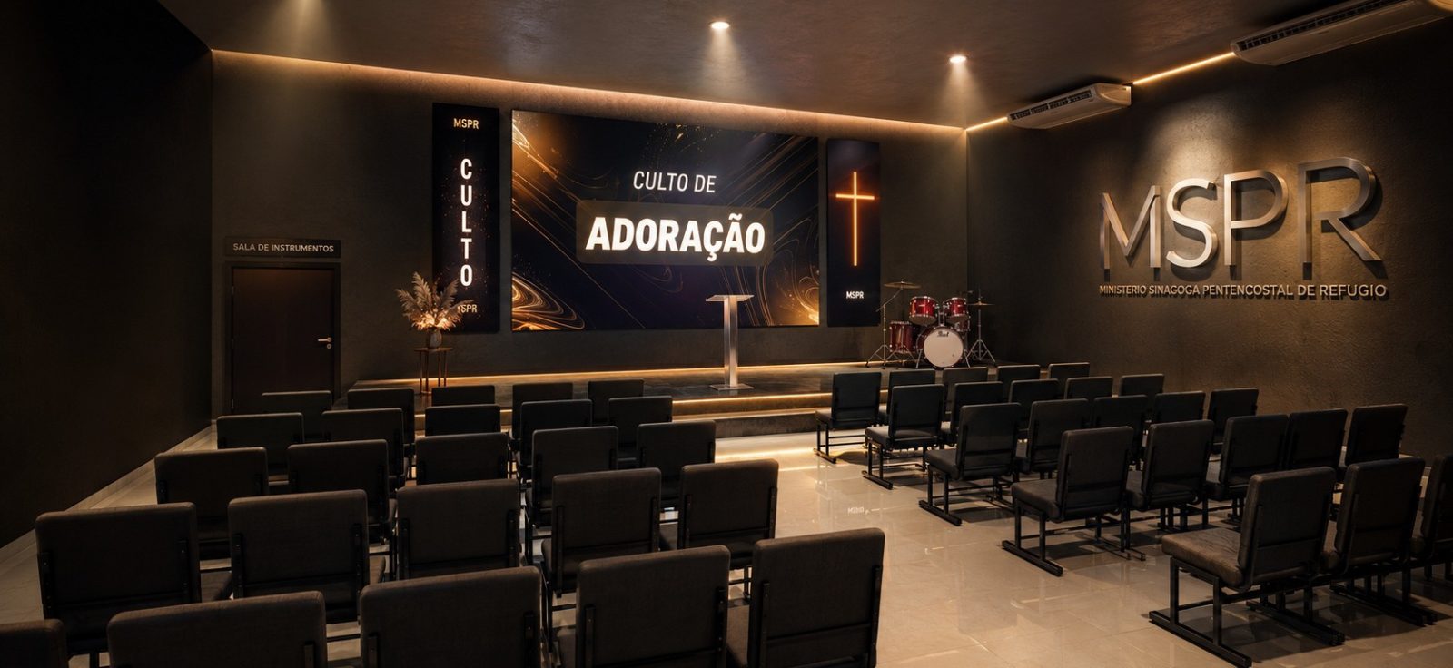 Interior do salão principal da futura sede da MSPR